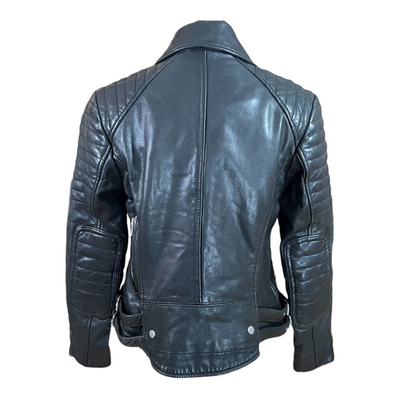 AllSaints Estella Leather Biker Jacket size 0 - Picture 6 of 16